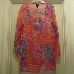 BOHEMIAN DREAMER CHIFFON BLING BLOUSE OR DRESS  M/L